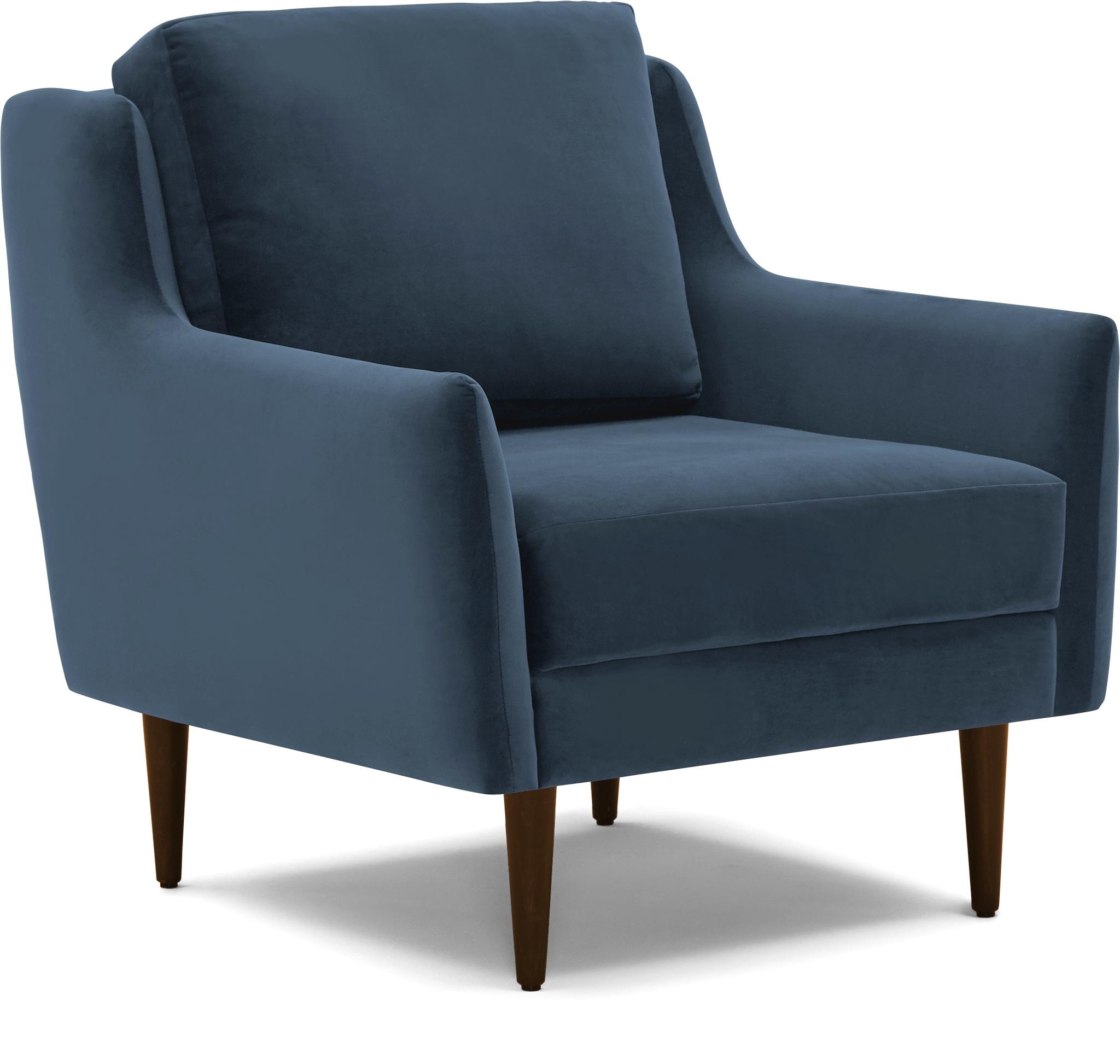 Blue Bell Mid Century Modern Chair - Milo French Blue - Mocha - Image 1