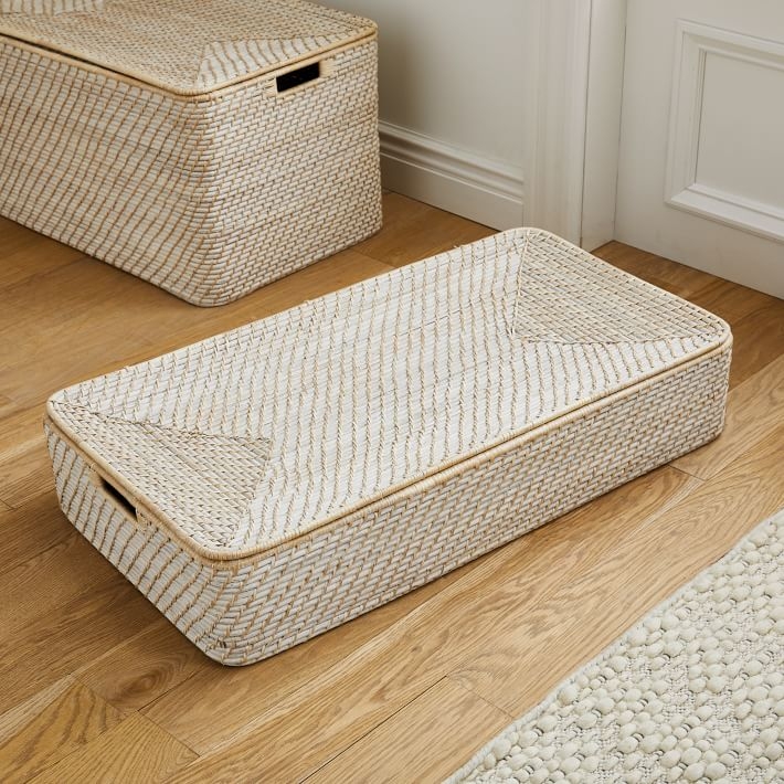 Modern Weave Underbed Storage Basket, Whitewashed - Image 2