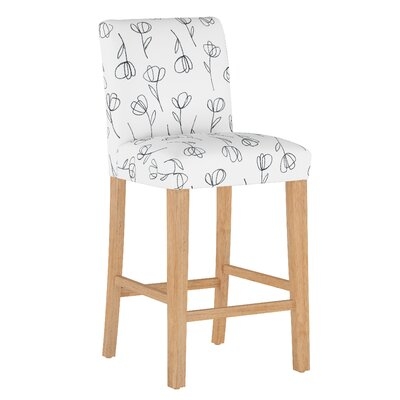 Square Bar Stool With Tapered Legs In Contoured Tulips White - Image 0