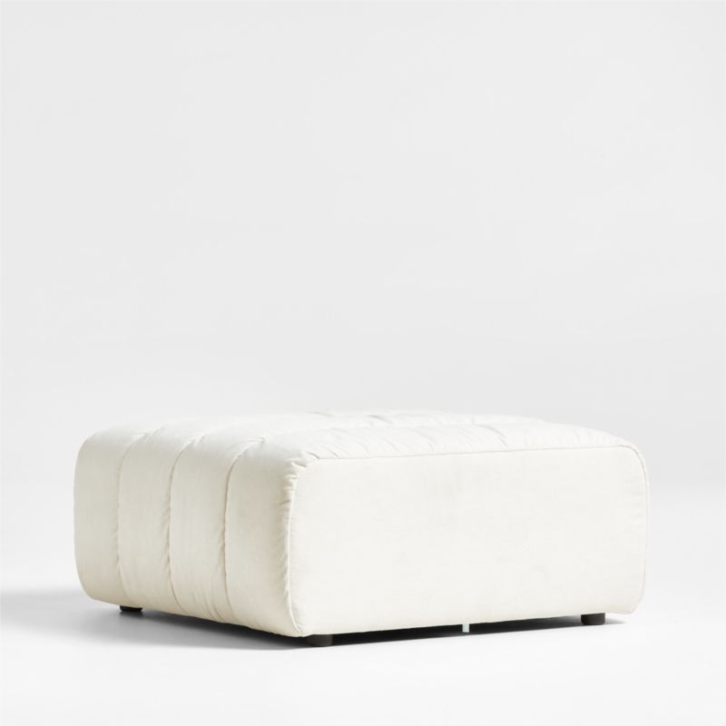 Jade Heathered Ivory Upholstered Ottoman - Image 1