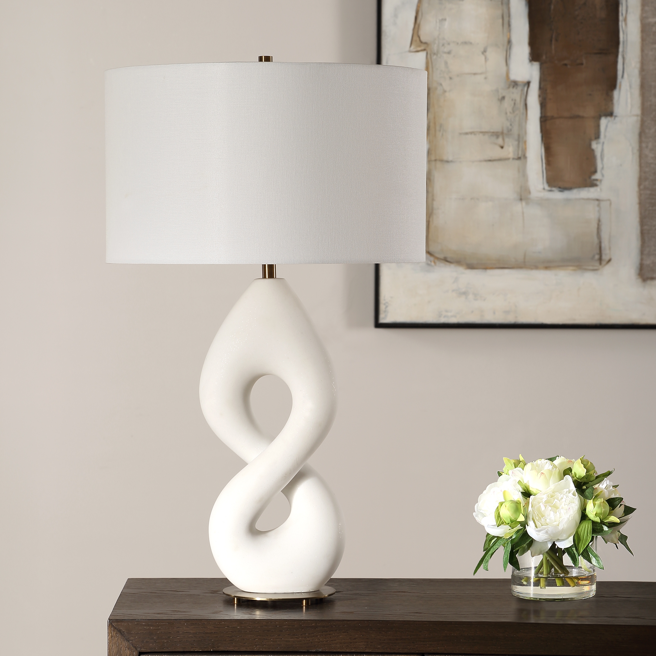 Meridian Ivory Stone Table Lamp - Image 2