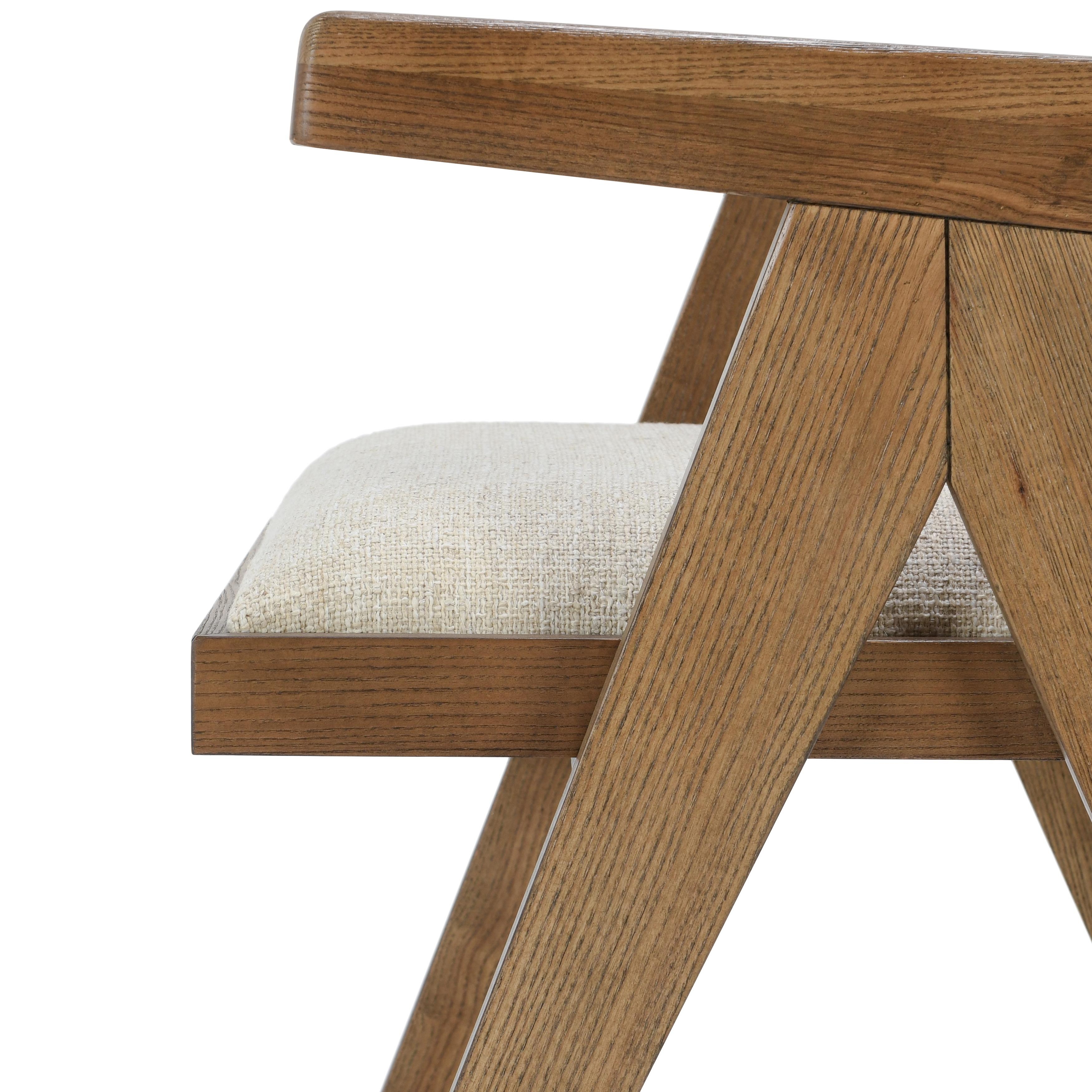 Dolton Linen Blend Dining Arm Chair Beige/Natural - Image 5