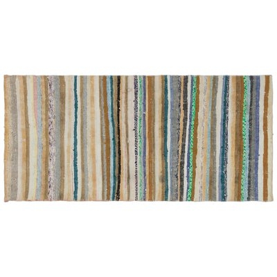 One-of-a-Kind Bladric Hand-Knotted Before 1900 Hemp Blue/Brown 3'1" x 6'7" Runner Area Rug - Image 0