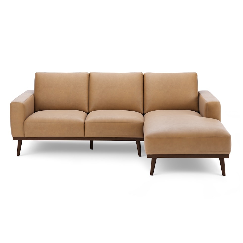 Rhett 93" Leather Right Chaise Sectional - Charme Tan - Image 1