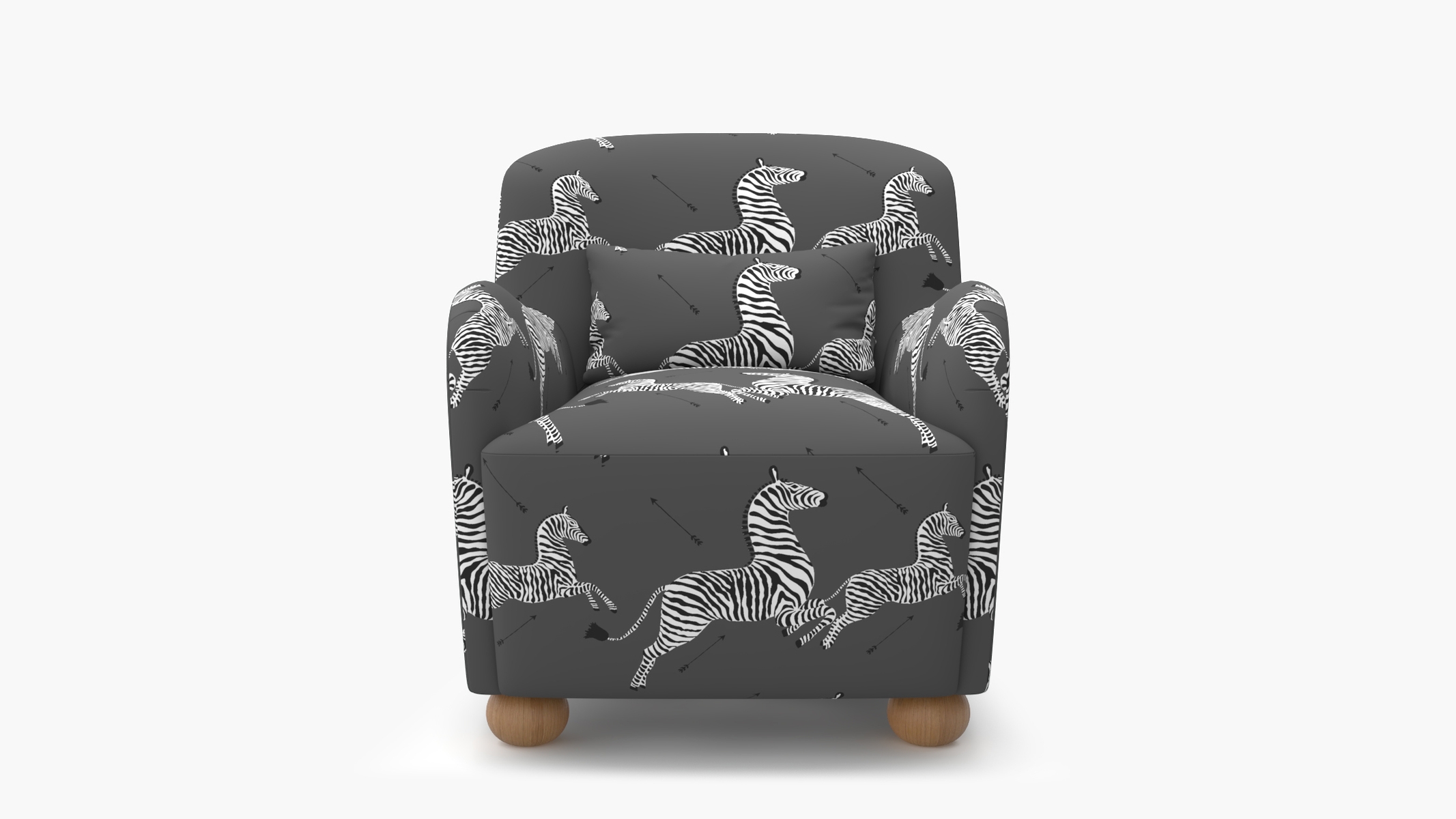 Club Chair, Slate Zebra, Natural Bun Foot - Image 0