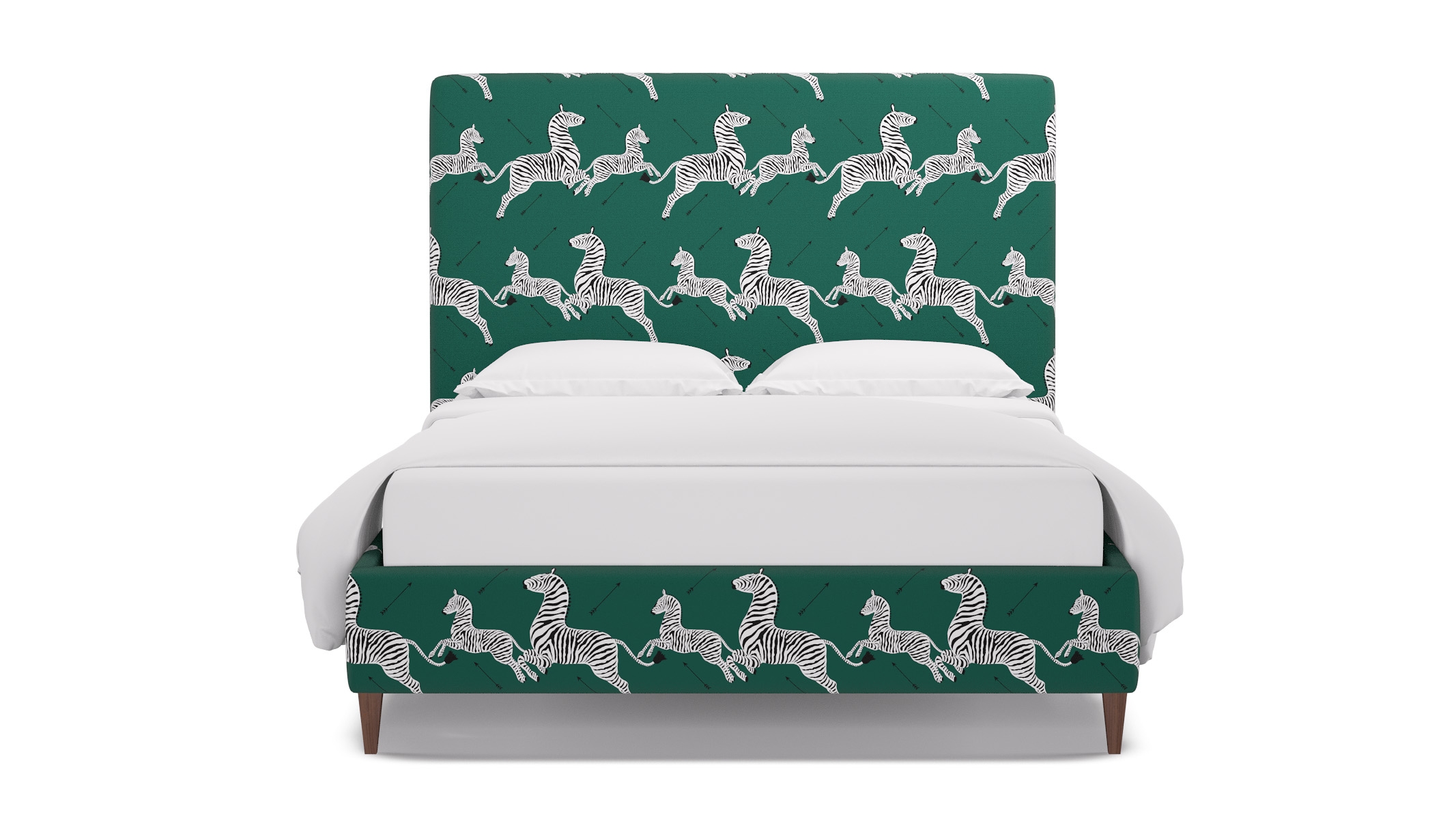 Classic Bed, Emerald Zebra, Walnut Square Tapered Leg, Twin - Image 0