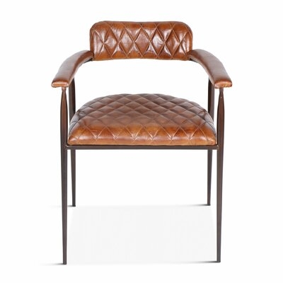 Delgado Leather Upholstered Arm Chair in Brown - Image 0