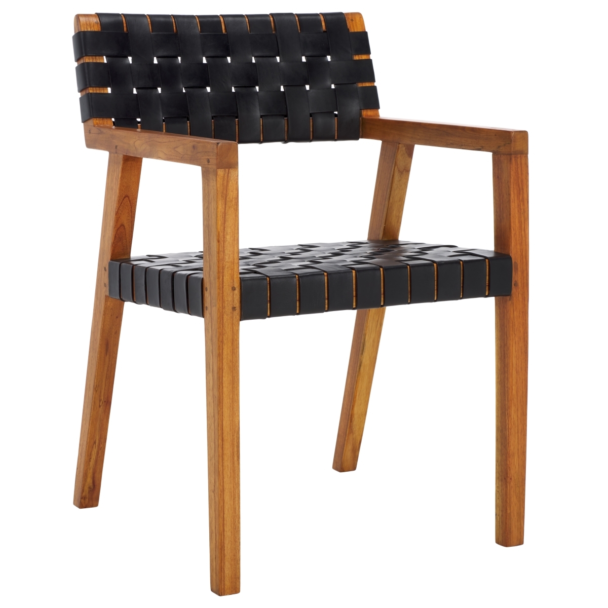 Cire Leather Dining Chair - Black / Natural - Safavieh - Image 6
