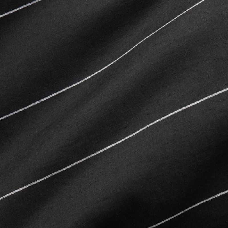 Pinstripe Black Linen King Duvet Cover - Image 1