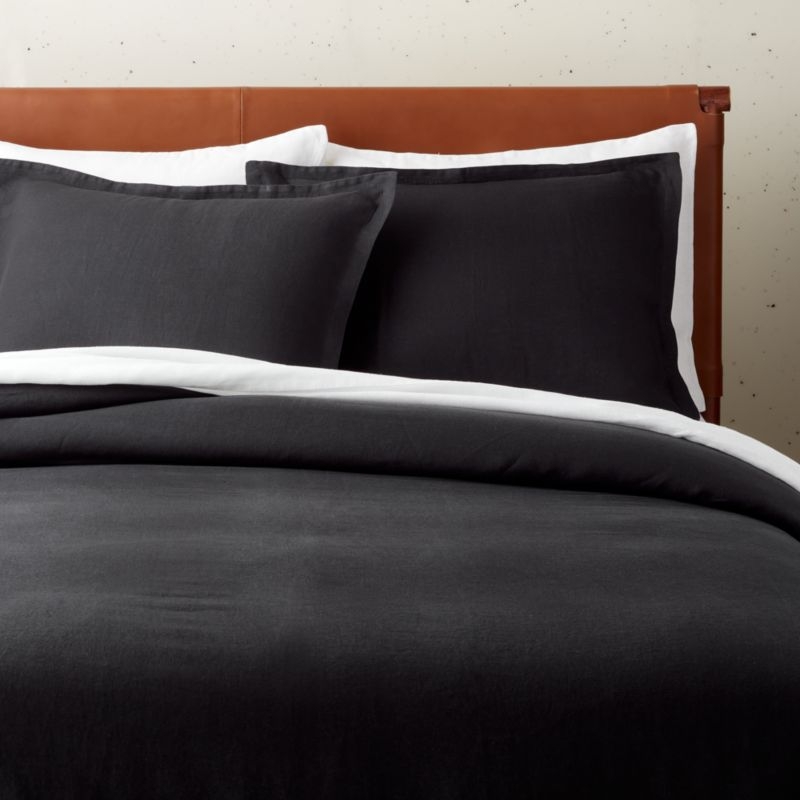EUROPEAN FLAX-Certified Linen Black Standard Pillow Shams Set of 2 - Image 3