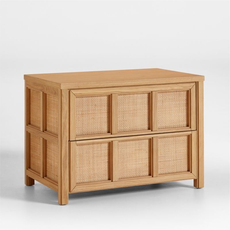 Campagna 29.3" Rattan and Natural Oak Wood Nightstand - Image 2
