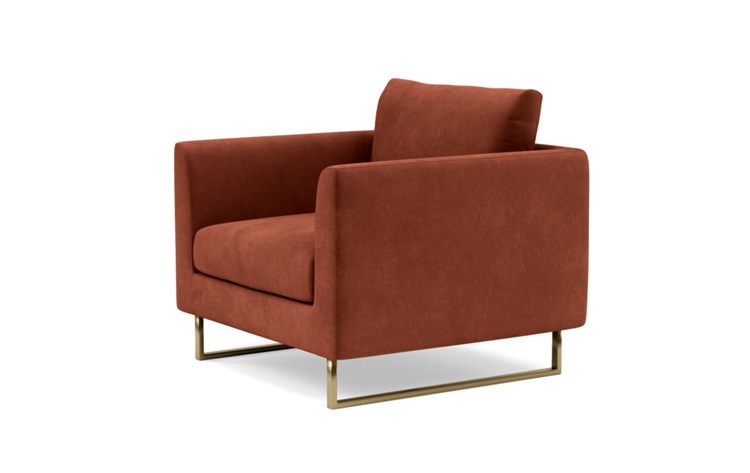 Owens Accent Chair with Red Rust Fabric, standard down blend cushions, and Matte Brass legs - Image 4