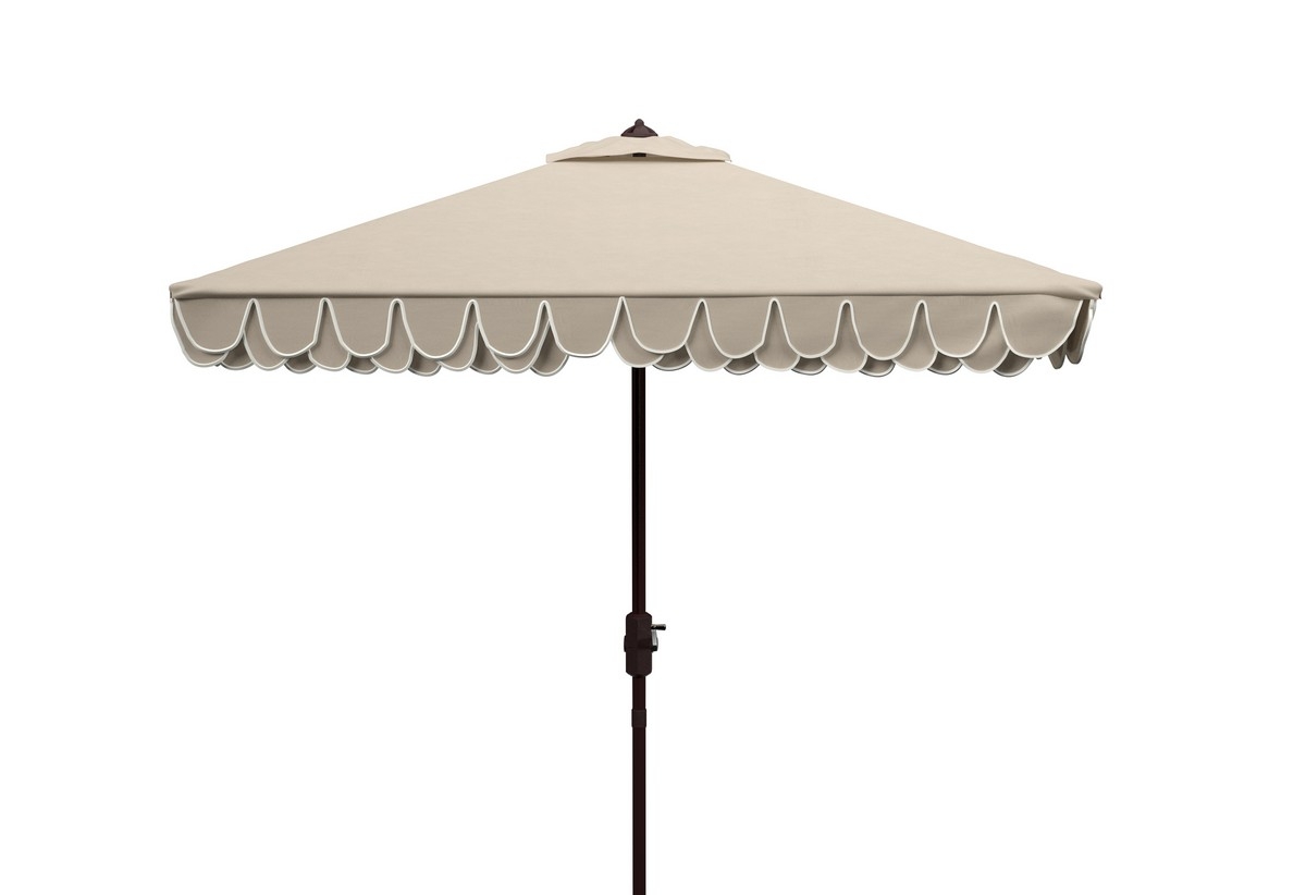 Elegant 7.5' Square Umbrella - Beige/White - Safavieh - Image 0