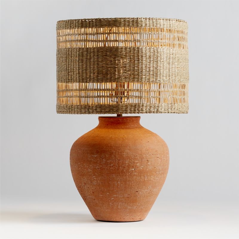 Corfu Terracotta Table Lamp with Woven Shade 26.6" - Image 3