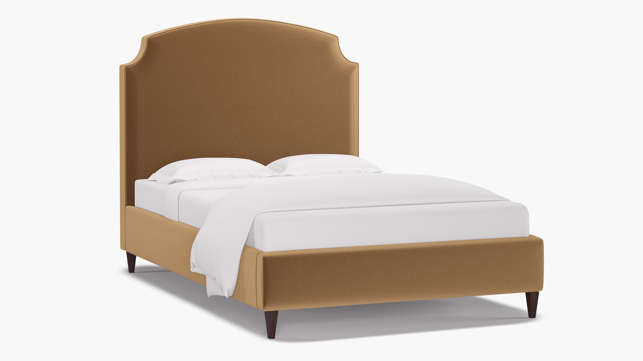 Cove Bed, Fawn Performance Velvet, Espresso Square Tapered Leg, Full - Image 1