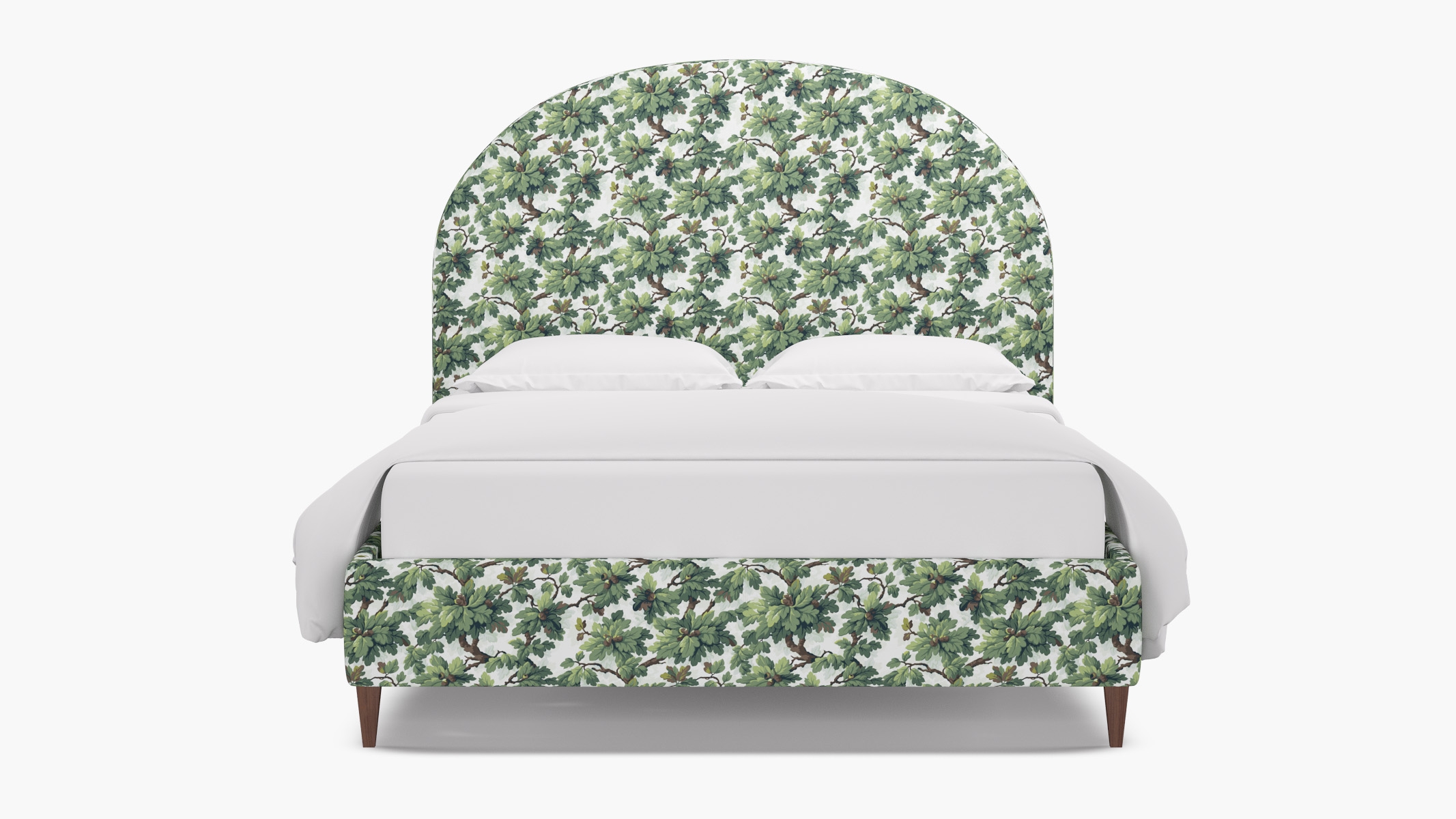 Demilune Bed, Vert Woodland, Walnut Square Tapered Leg, King - Image 0