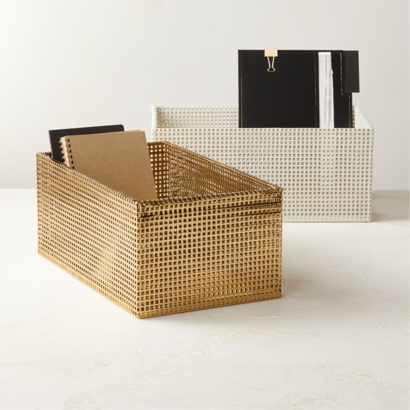 Tegan Brass Perforated Metal Storage Basket - Image 3