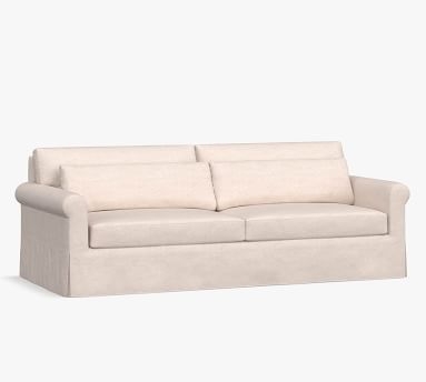 York Roll Arm Slipcovered Deep Seat Loveseat 72", Down Blend Wrapped Cushions, Park Weave Ivory - Image 4