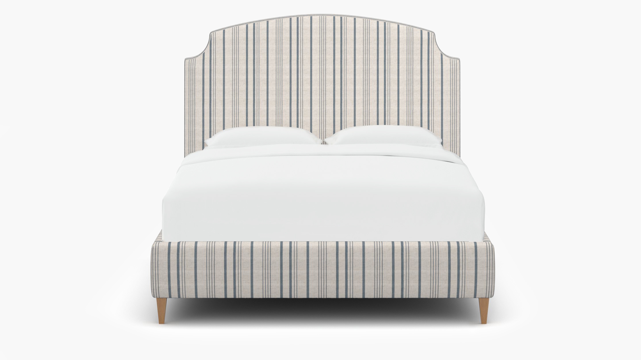 Cove Bed, Blue Market Stripe, Natural Square Tapered Leg, King - Image 0