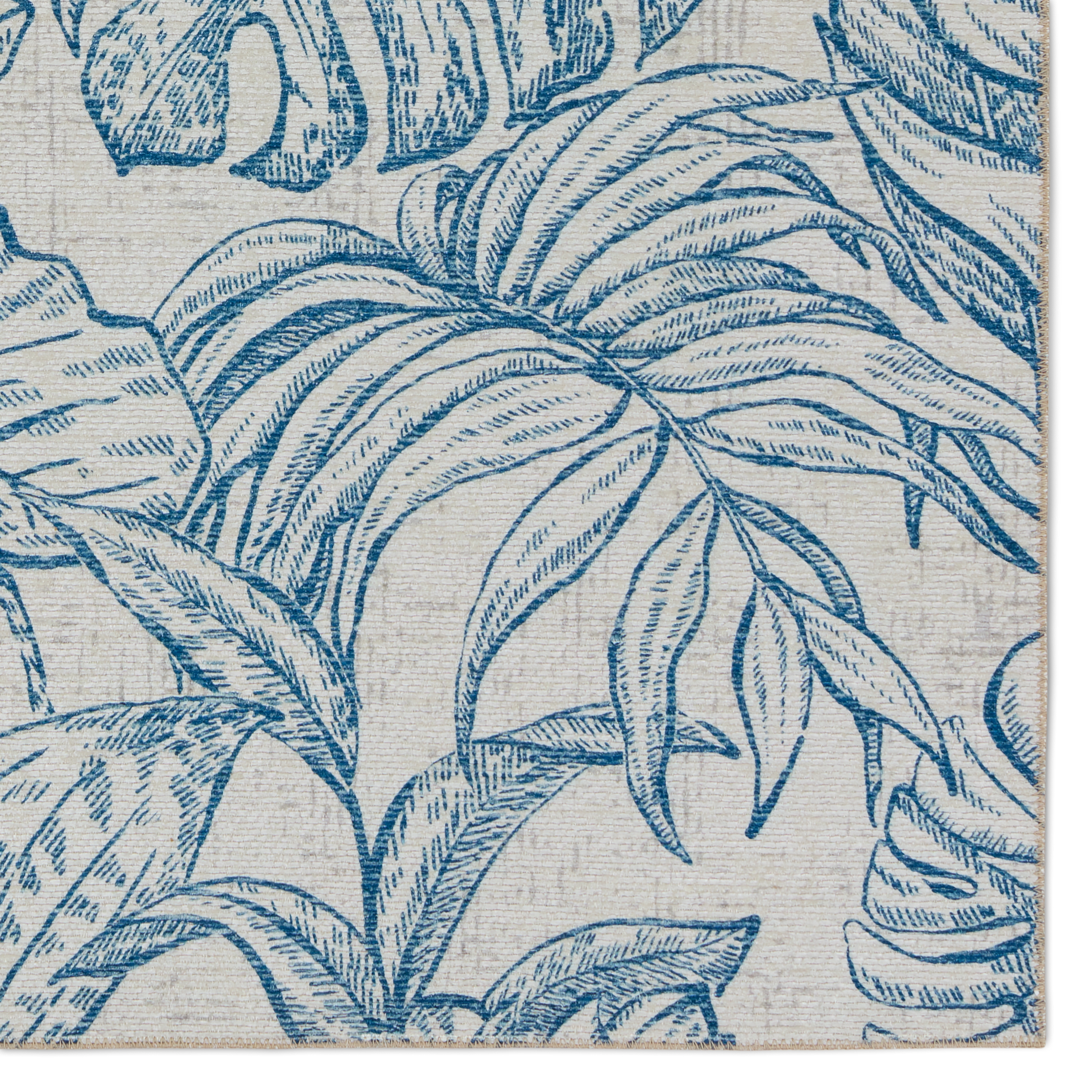 Vibe by Tropic Indoor/Outdoor Floral Navy/ Taupe Area Rug (5'X8') - Image 3