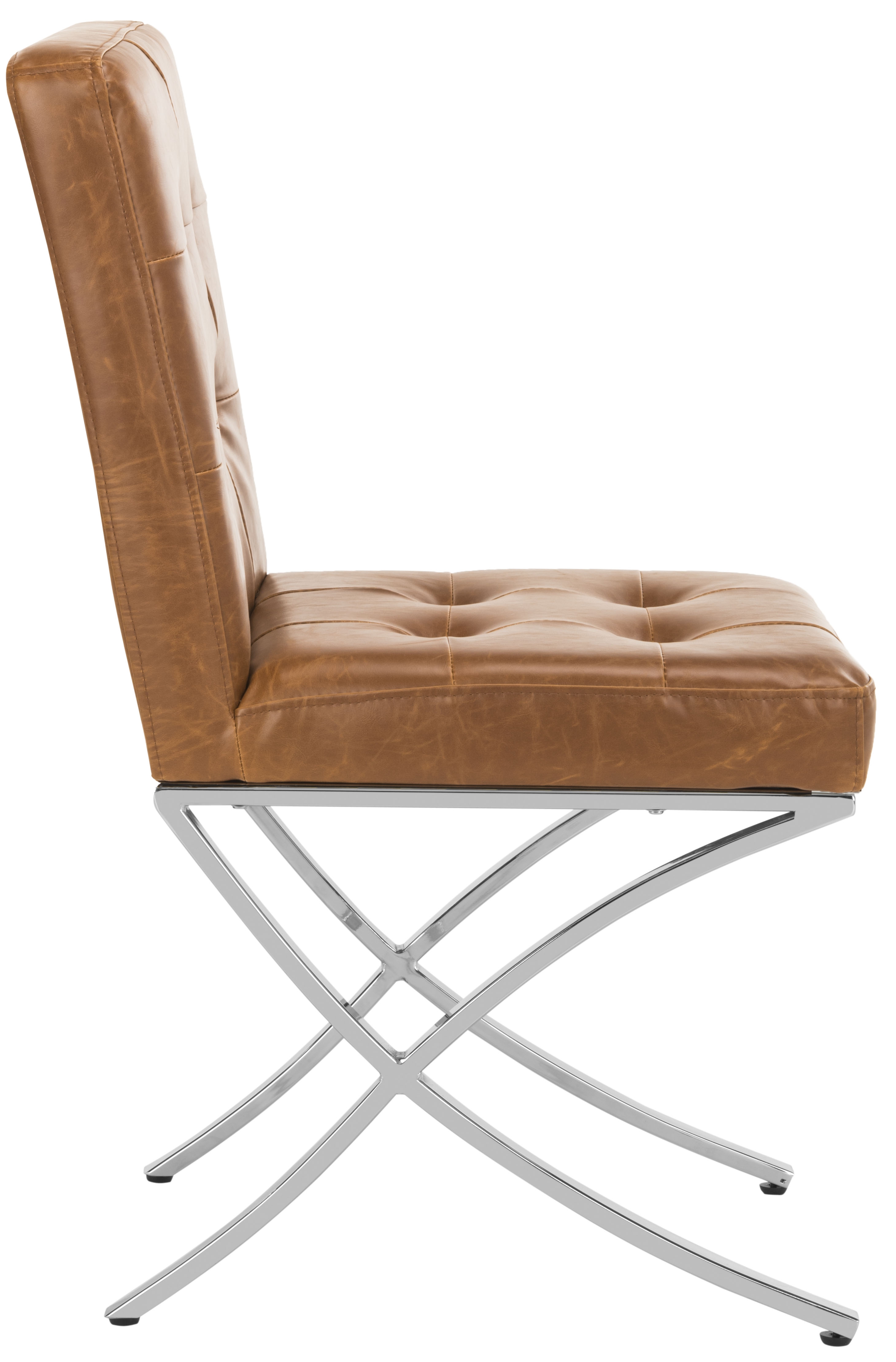 Walsh Tufted Side Chair - Light Brown/Chrome - Safavieh - Image 2