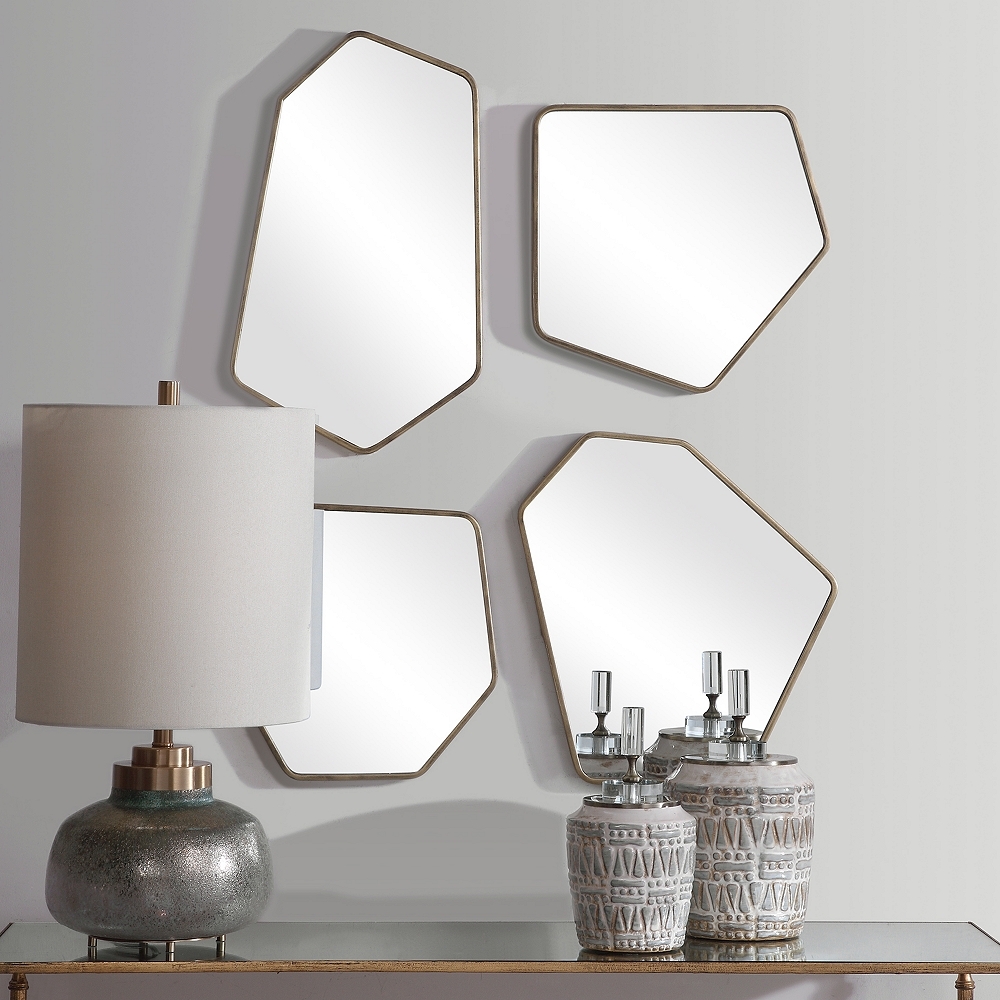 Uttermost Linneah Aged Gold Metal Wall Mirrors Set of 4 - Style # 78P96 - Image 0