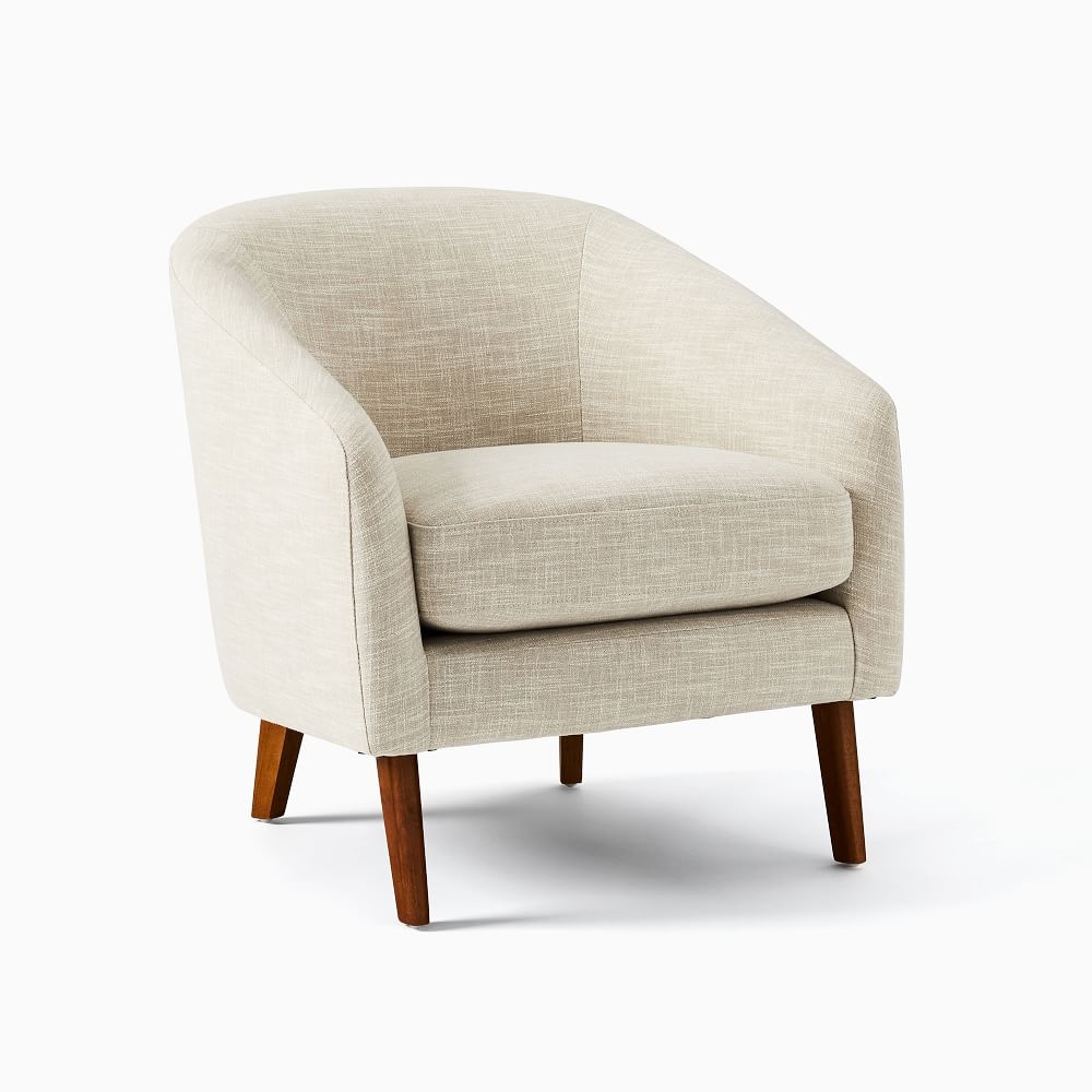 Jonah Chair, Poly, Yarn Dyed Linen Weave, Sand, Pecan - Image 0