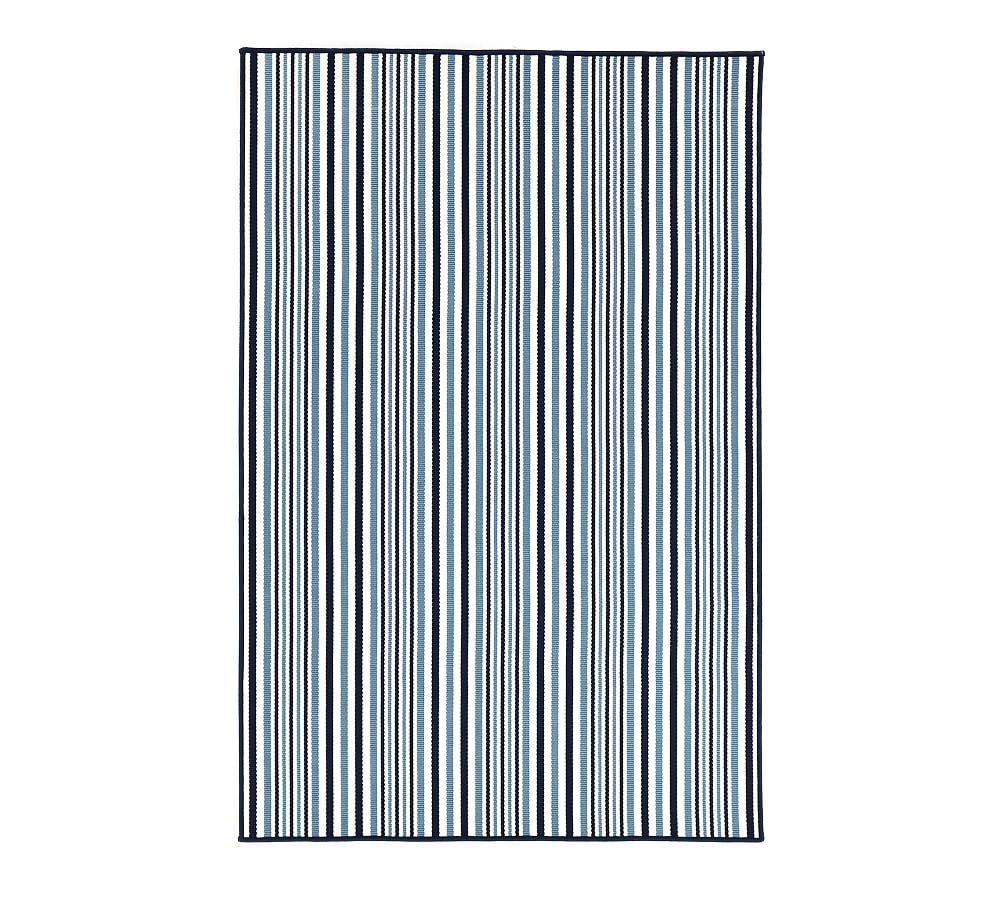 Custom Stripe Indoor/Outdoor Rug, 3 x 6, Blue Multi - Image 0