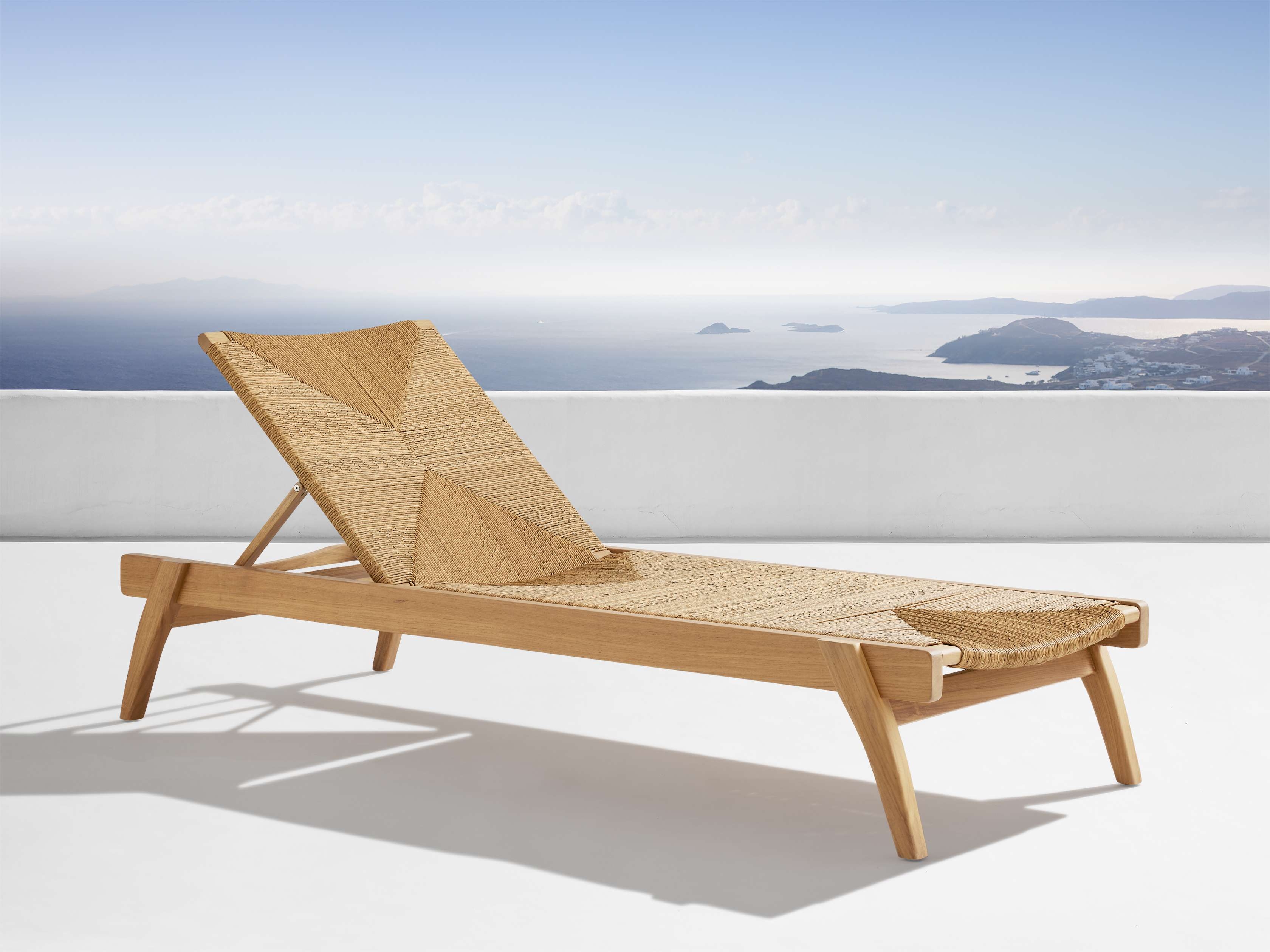 Mustique Outdoor Chaise in All Weather Wicker Natural - Image 0