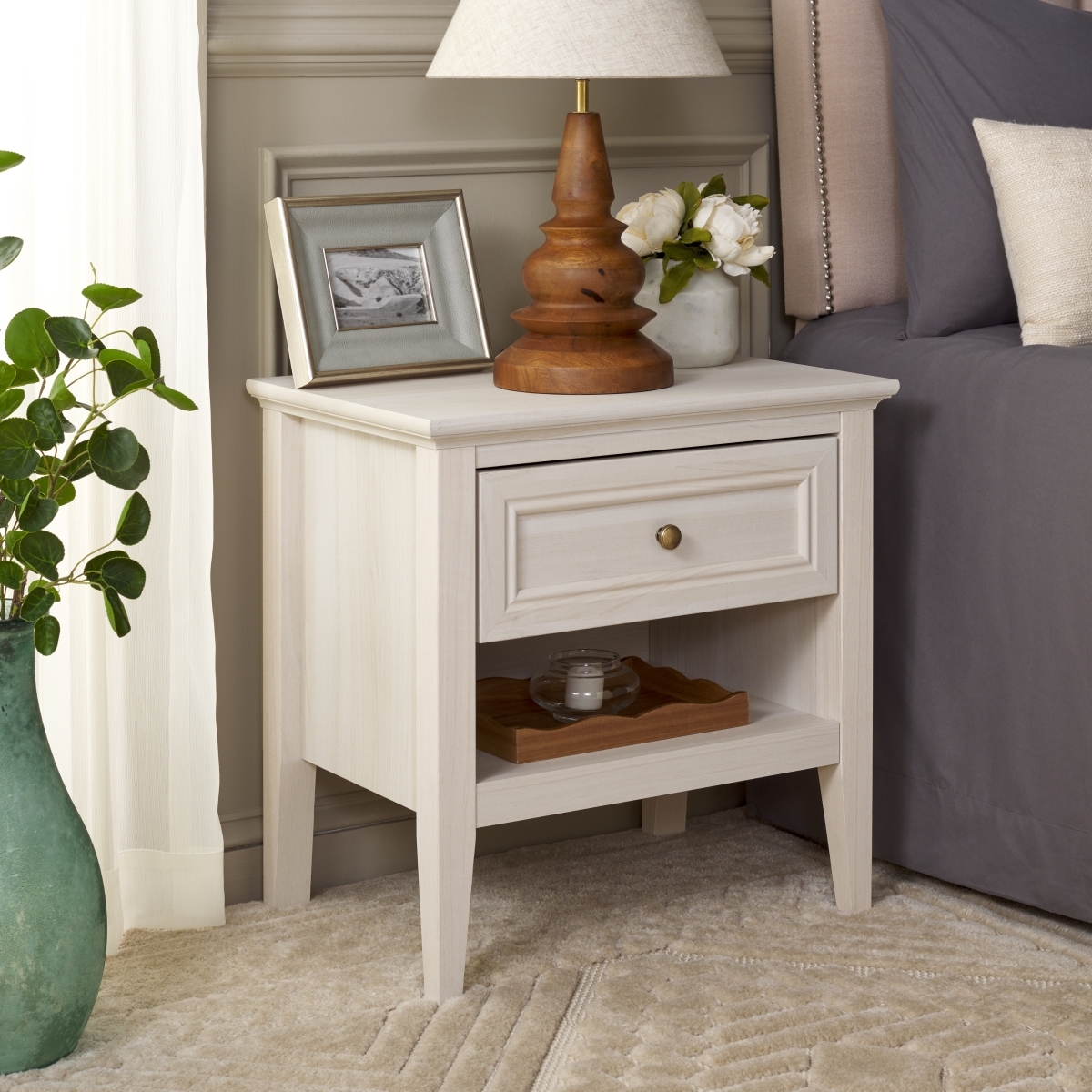 Sondra 2 Drawer Nightstand - Bleached White / Gold - Safavieh - Image 1
