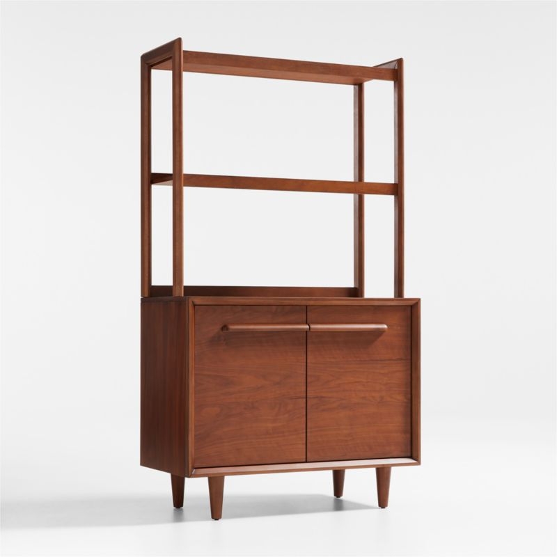Tatum Walnut Wood 2-Door Kids Storage Bookcase with Hutch - Image 3