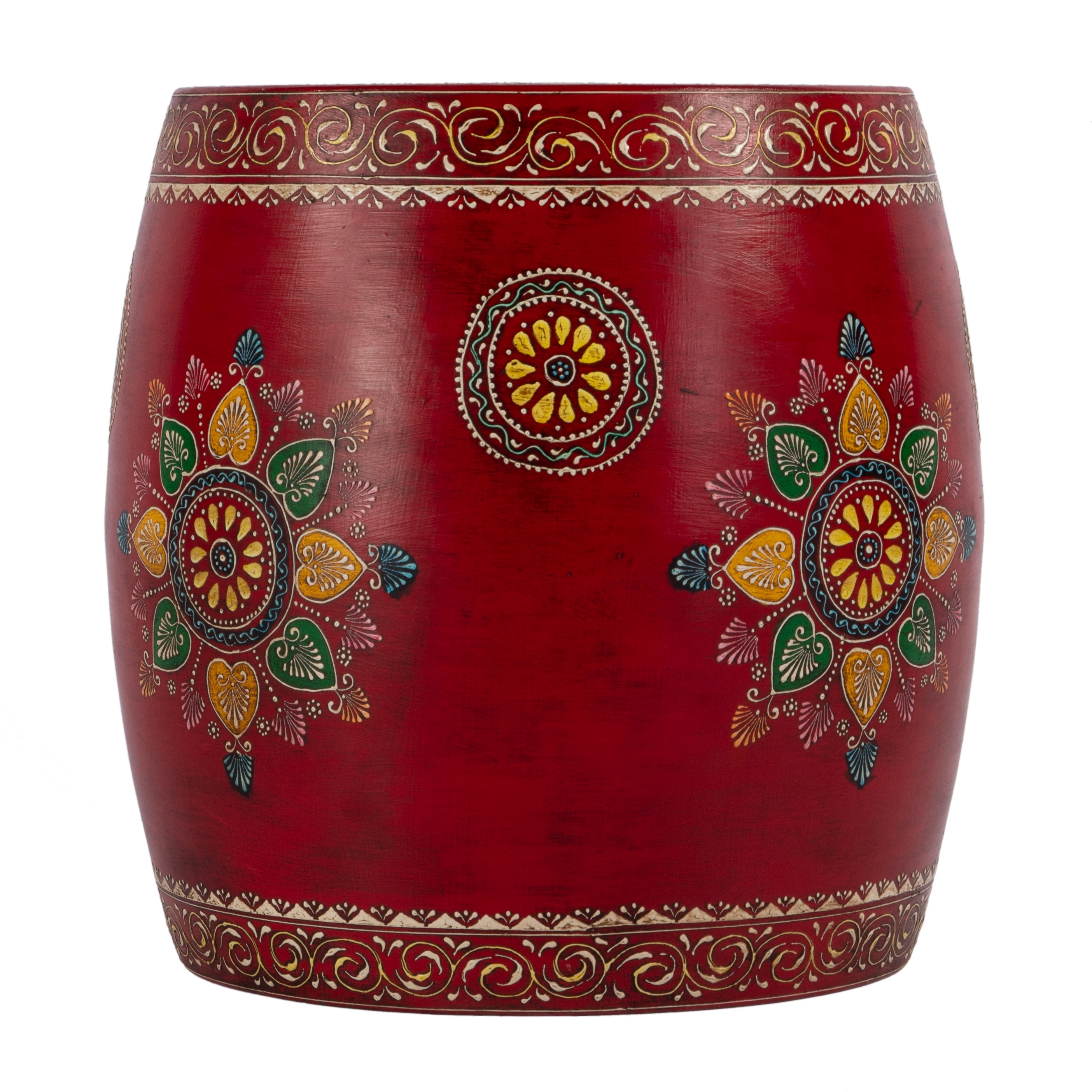 Imani Red Hand Painted Side Table - Image 3