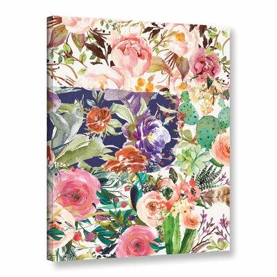 Multiple Floral Collage Painting Print on Wrapped Canvas - Image 0