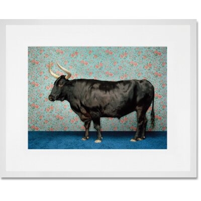 'Bull on Blue' Framed Graphic Art Print - Image 0