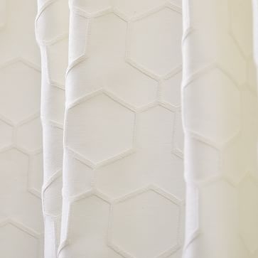 Honeycomb Jacquard Curtain, Pearl, 48"x84" - Image 1