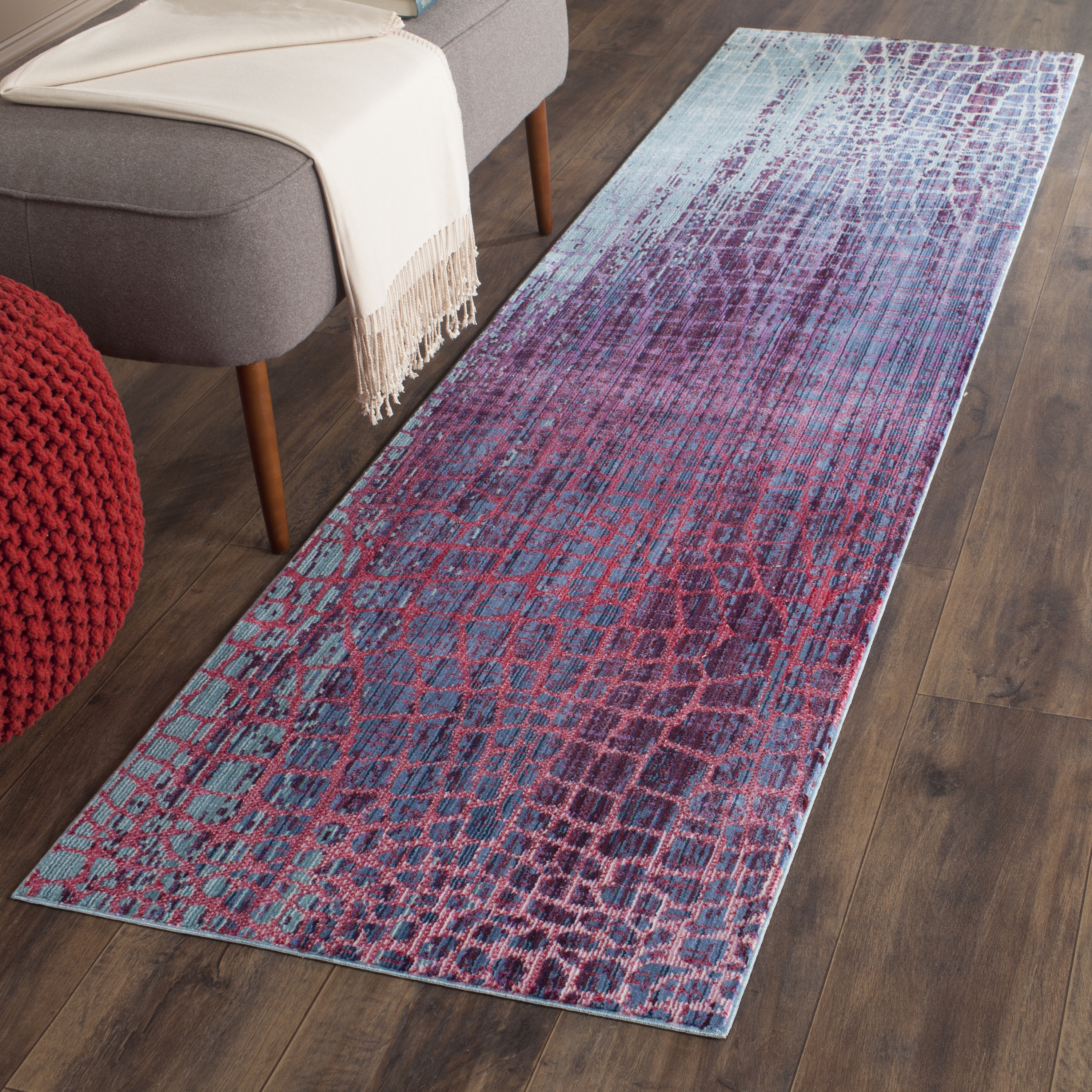 Arlo Home Woven Area Rug, VAL204D, Blue/Fuchsia,  2' 3" X 6' - Image 1