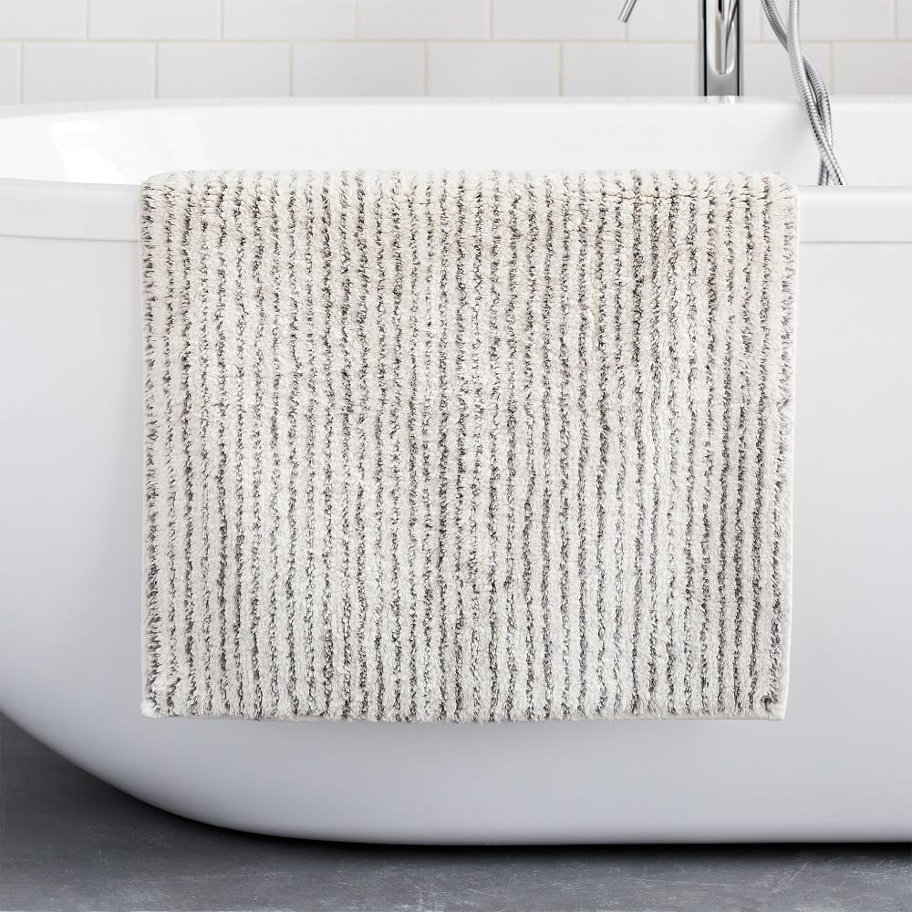 Tufted Stripe Bath Mat, Charcoal, 20"x34" - Image 0