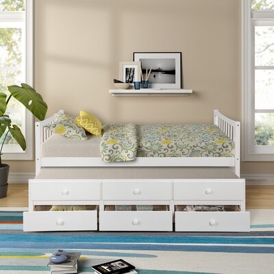 Twin Captain's Bed Storage Daybed With Trundle And 3 Storage Drawersdrawers For Kids Teens And Adults, White - Image 0