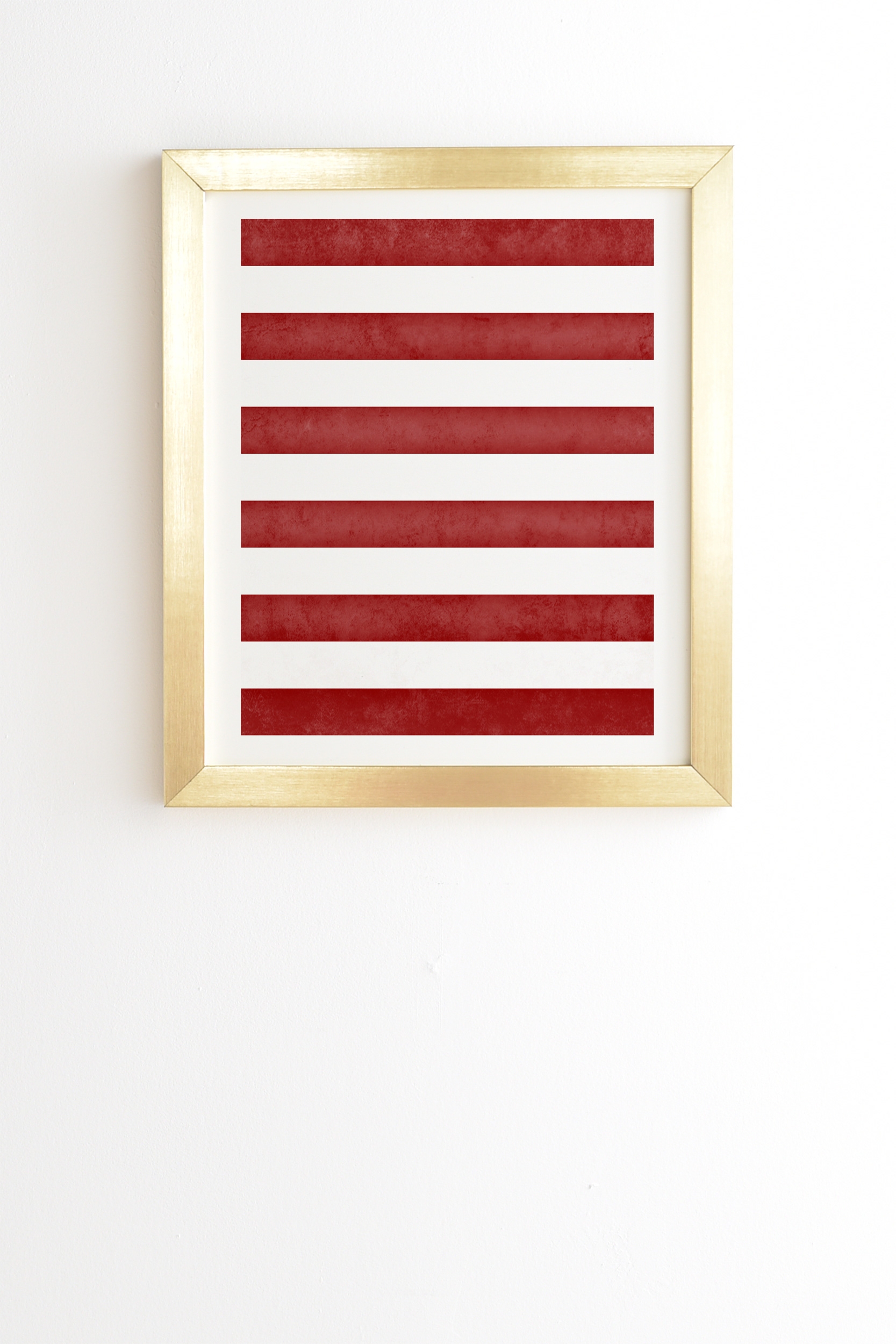 Farmhouse Shabby Stripes Red by Monika Strigel - Framed Wall Art Basic Gold 8" x 9.5" - Image 0