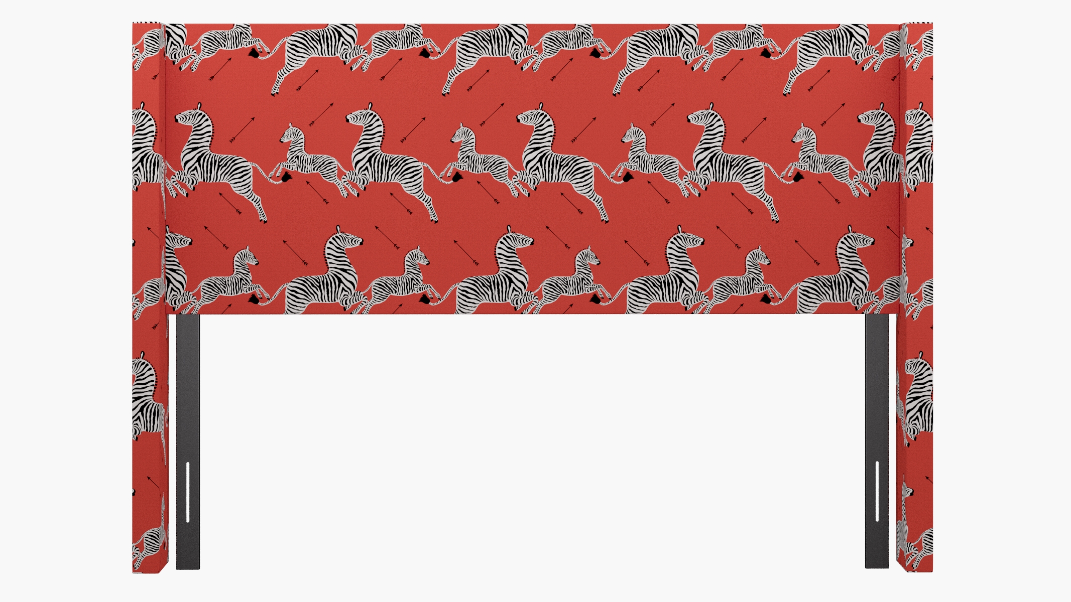 Modern Wingback Headboard, Coral Zebra, King - Image 1