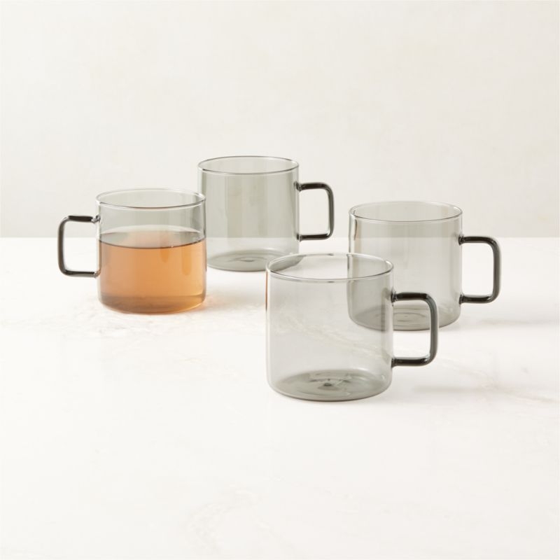 Cantina Smoked Glass Coffee Mugs 10oz Set of 4 - Image 1