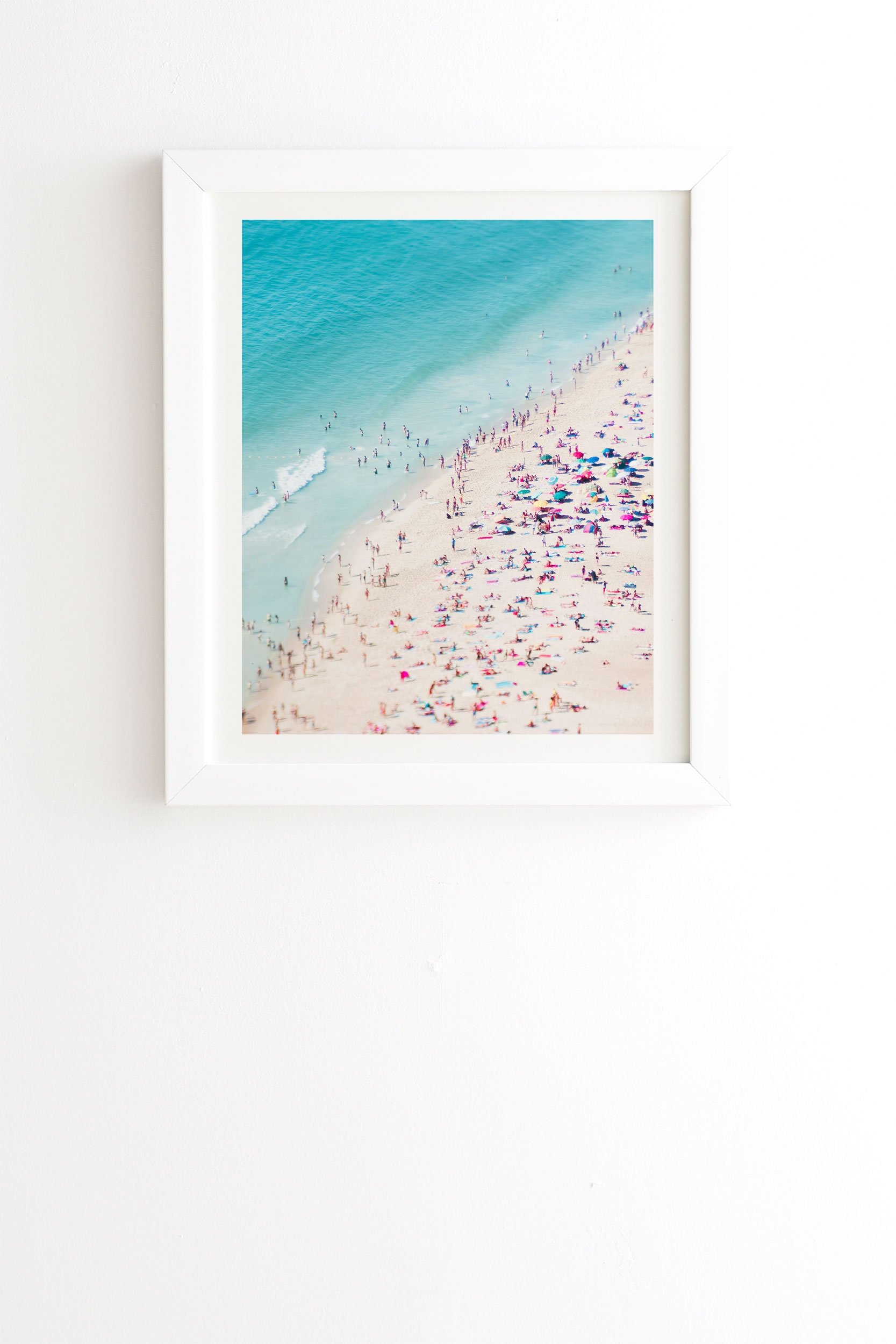 Beach Summer Fun by Ingrid Beddoes - Framed Wall Art Basic White 19" x 22.4" - Image 0