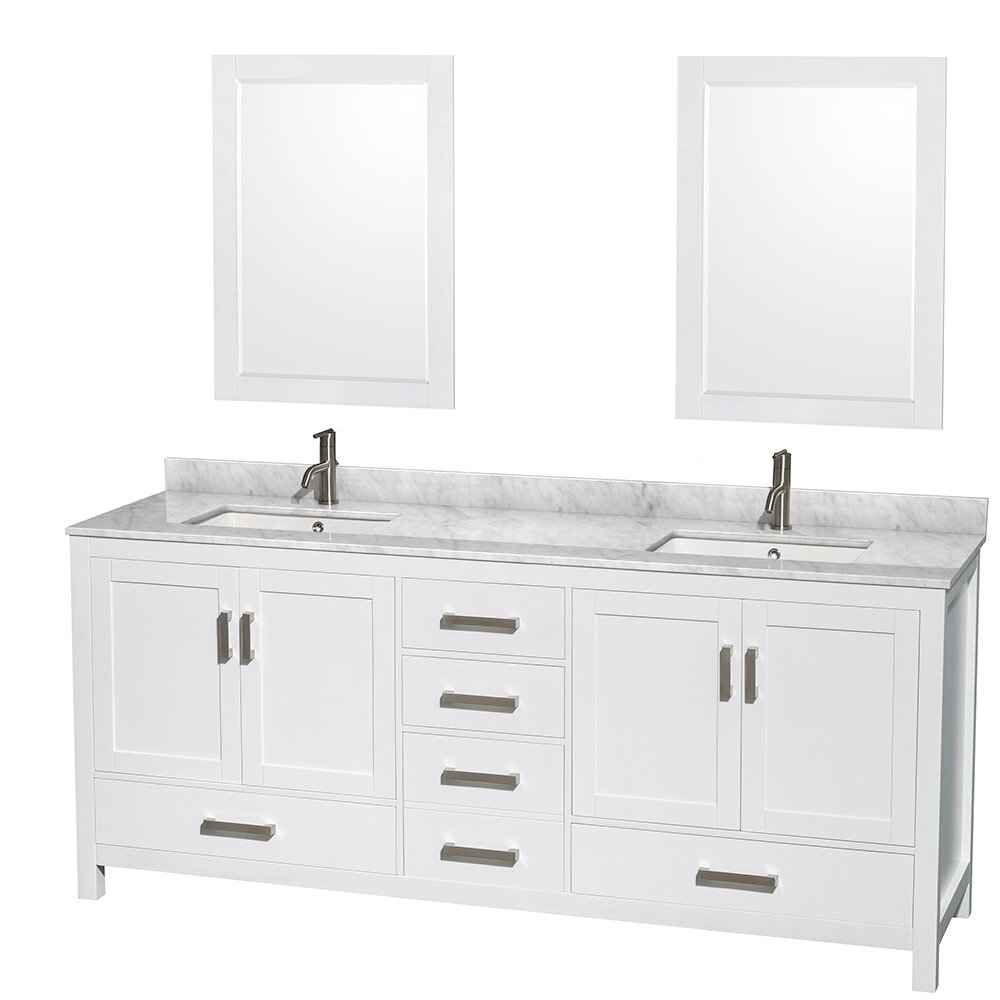Wyndham Collection Sheffield 80"" Double Bathroom Vanity Set with Mirror - Image 0