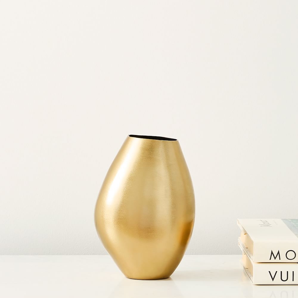 Organic Metal Vases, Medium Vase, Light Brass, Sheet Metal, 8.25 Inches - Image 0