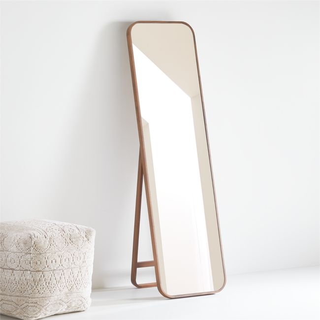 Edge Medium Walnut Rectangle Standing Mirror 18"x64" - Image 0