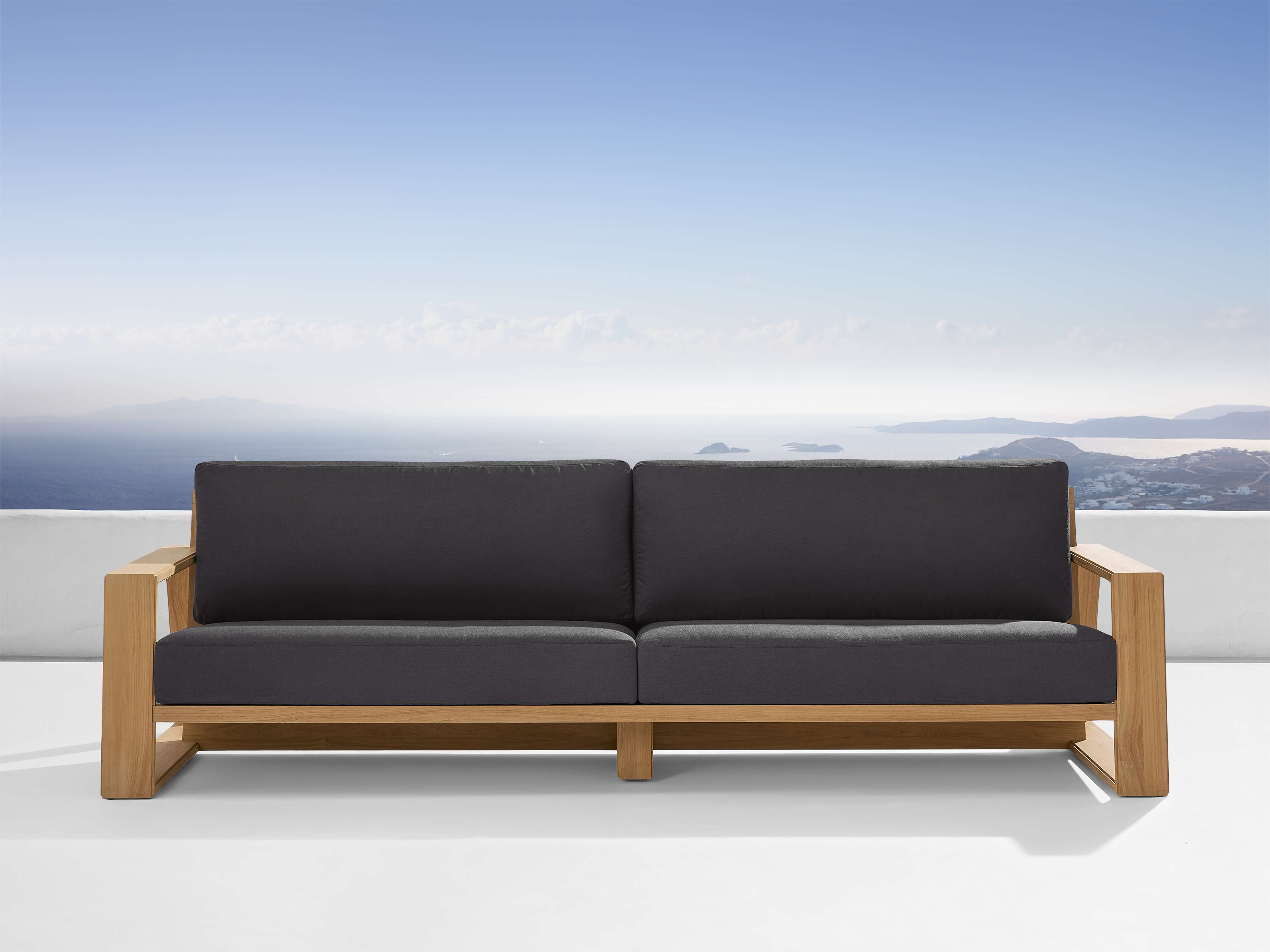 Canyon Outdoor Sofa Teak in Natural  Rosemount Graphite/111" - Image 0
