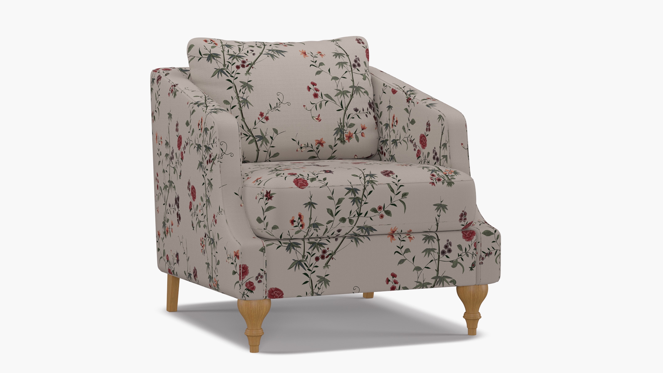 Slope Arm Chair, Multi Bamboo Garden, Natural Turned Wood Leg - Image 1