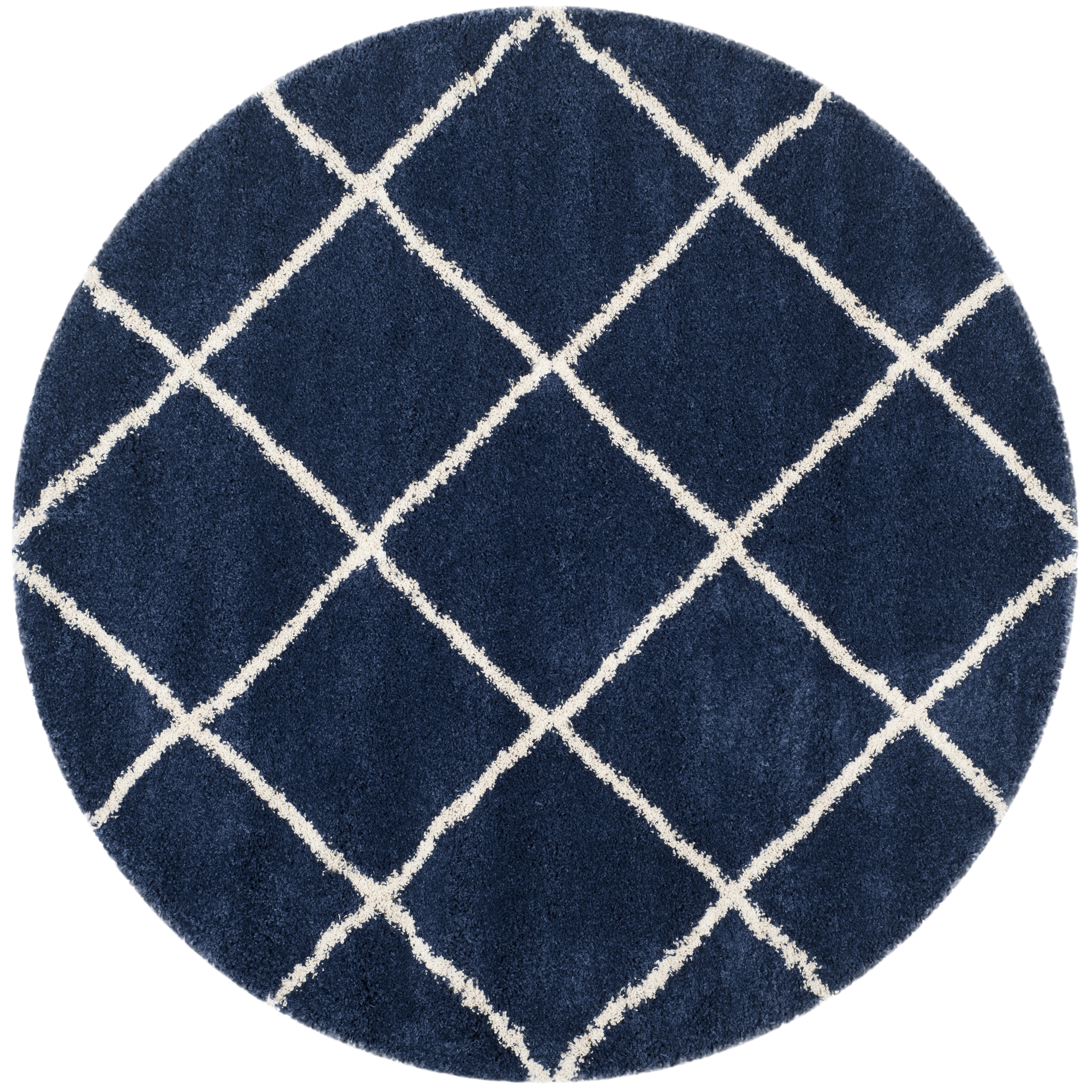 Arlo Home Woven Area Rug, SGH281C, Navy/Ivory,  5' X 5' Round - Image 0