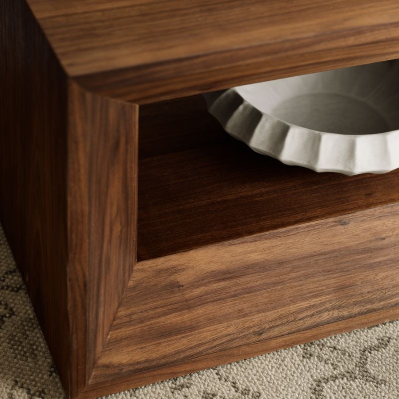 Vernon Walnut Wood 68" Rectangular Coffee Table with Shelf - Image 2