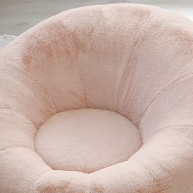 Faux Fur Blush Groovy Swivel Chair, In Home Delivery - Image 1